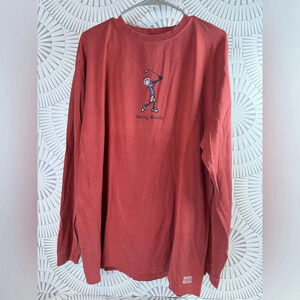Life Is Good Men’s Long Sleeve Red “Swing Music” TShirt SizeXL‎